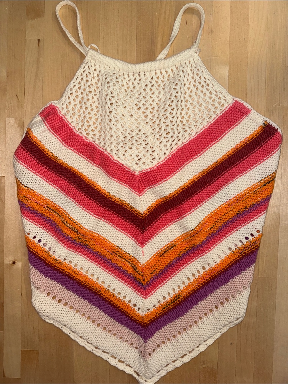 American Eagle Sleeveless Crochet Chevron Knit Halter Top XL